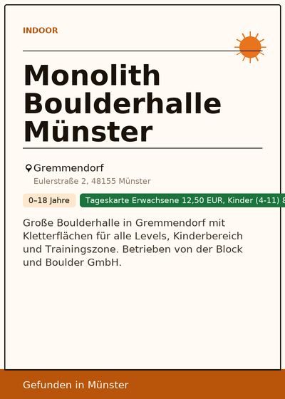 Monolith Boulderhalle Münster