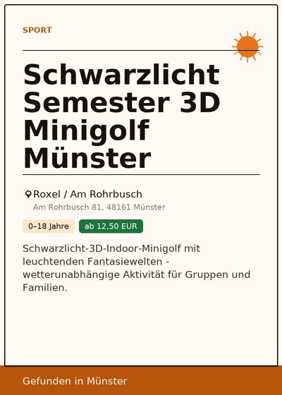 Schwarzlicht Semester 3D Minigolf Münster