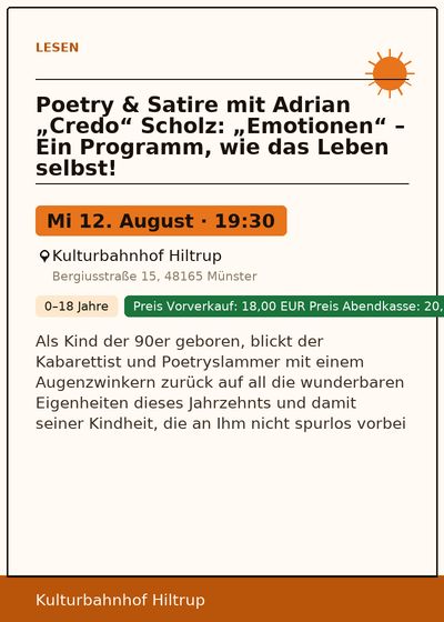 Poetry & Satire mit Adrian „Credo“ Scholz: „Emotionen“ – Ein Programm, wie das Leben selbst!